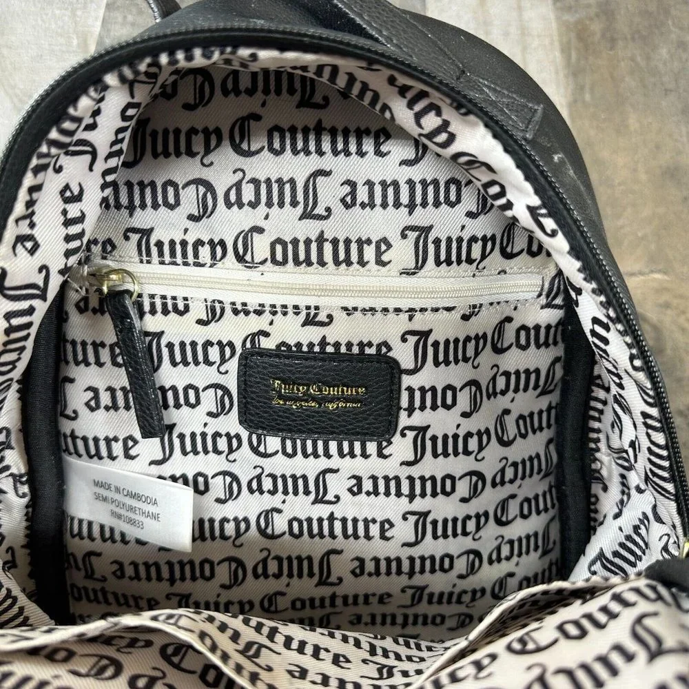 Black Faux Leather Designer Mini Backpack Juicy Couture‎